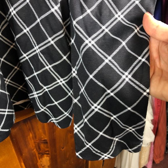 Kim Rogers Perfectly Soft Cotton Black & White Argyle Print Mock Neck Top - Picture 4 of 10